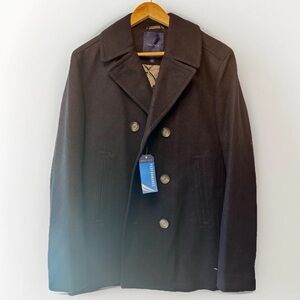NWT Náutica Men’s Performance Wool  Pea Coat Double Breasted, Size Small